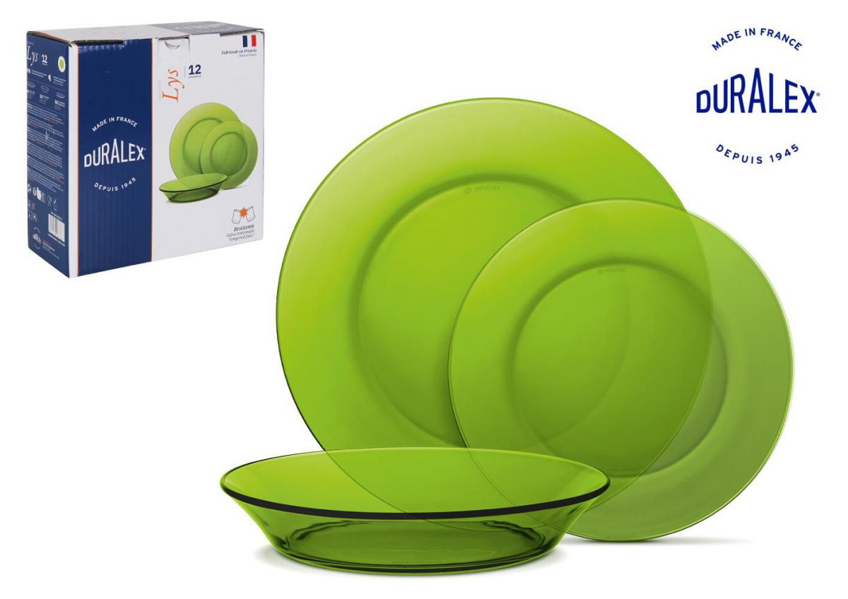 12pcs glass dinner set Duralex Lys green