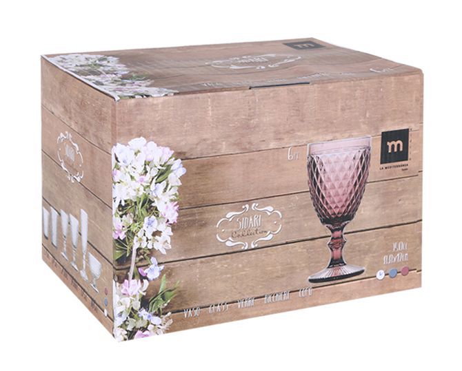 Sidari Blue red wine glasses 350ml diamond vintage