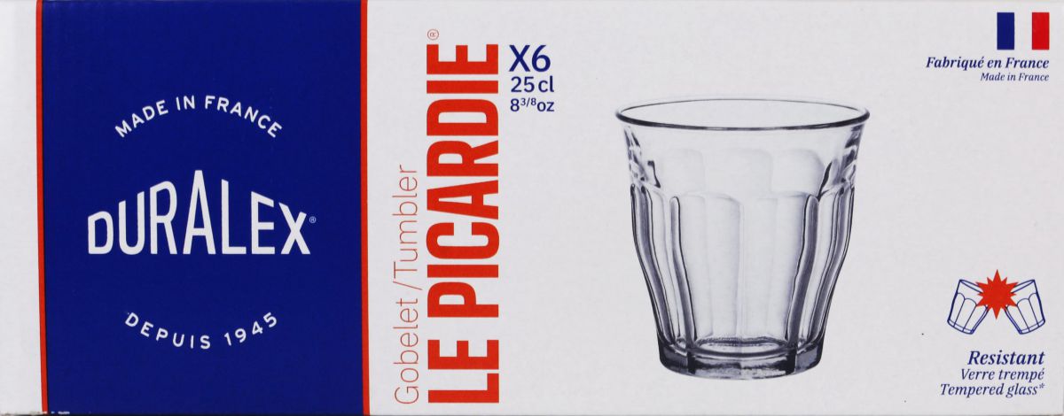 Picardie Clear drinking glasses 250ml tumblers