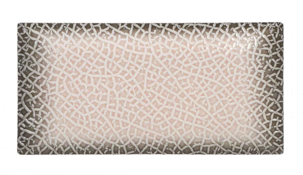 Decorative rectangular plate with a geometric pattern on a white background