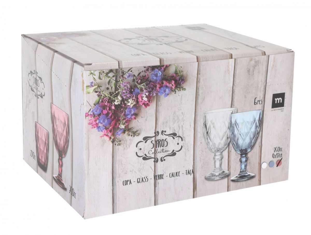 Syros Blue Vintage Red wine glasses 350ml