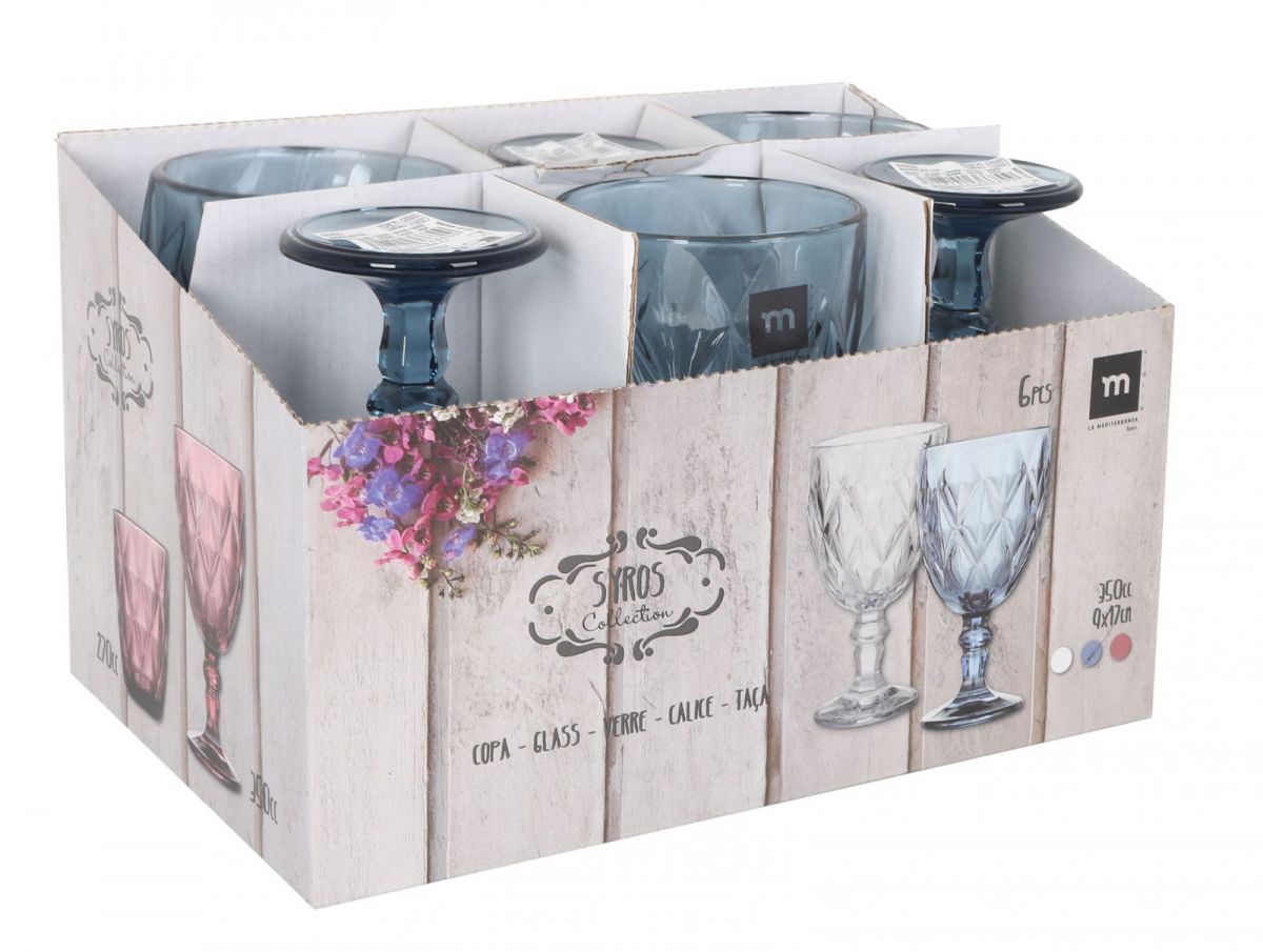 Syros Blue Vintage Red wine glasses 350ml