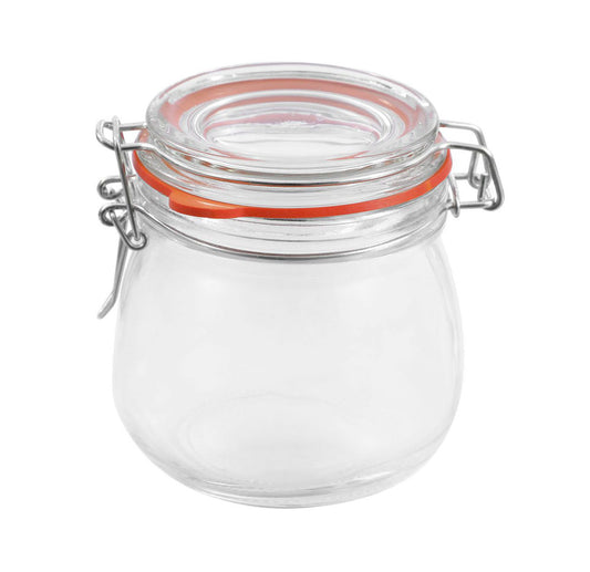 Clip Top Airtight Clear Glass Storage Spice Herb Jam Kitchen Jar 350ml