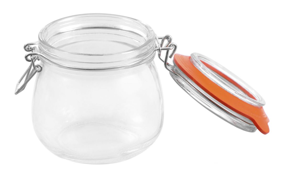 Clip Top Airtight Clear Glass Storage Spice Herb Jam Kitchen Jar 350ml