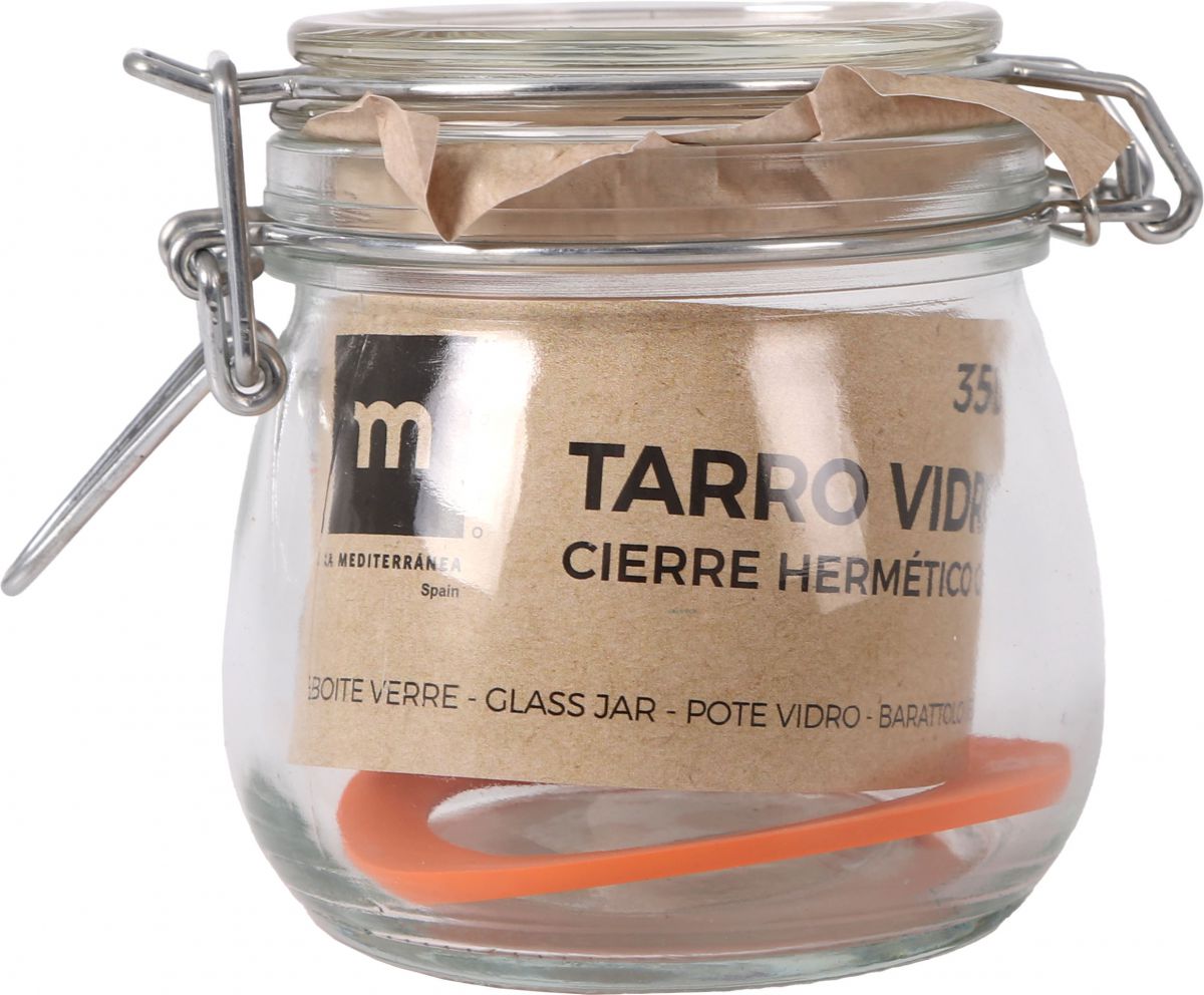 Clip Top Airtight Clear Glass Storage Spice Herb Jam Kitchen Jar 350ml