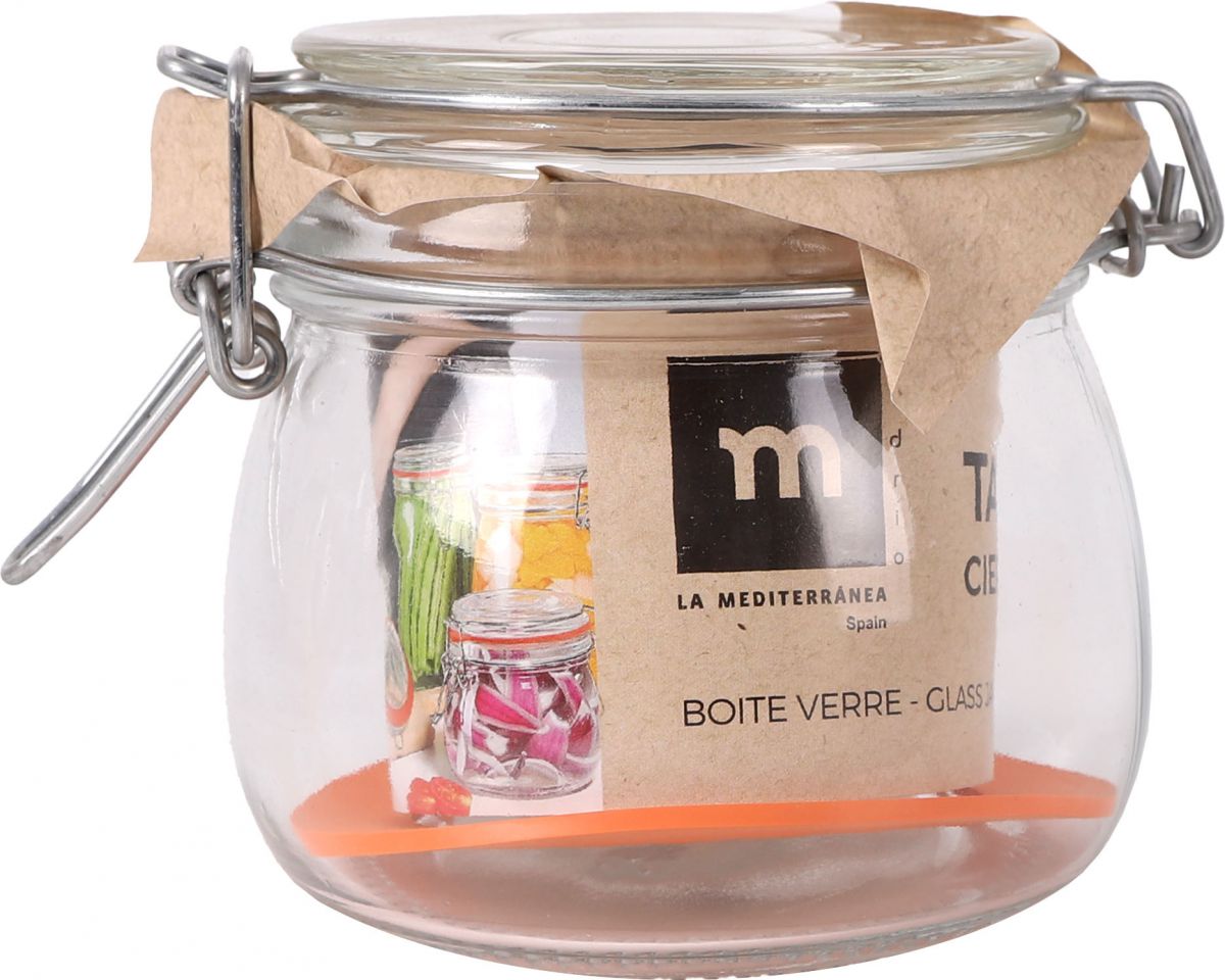 Clip Top Airtight Clear Glass Storage Spice Herb Jam Kitchen Jar 500ml