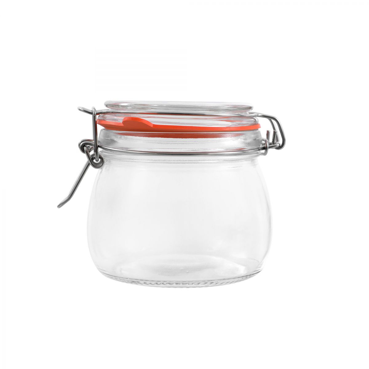 Clip Top Airtight Clear Glass Storage Spice Herb Jam Kitchen Jar 500ml