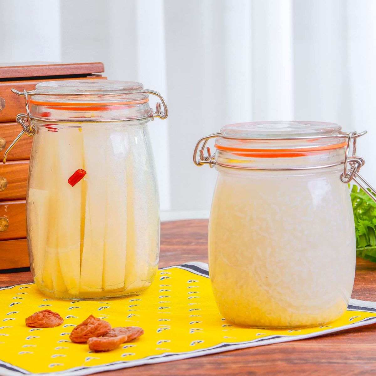 Clip Top Airtight Clear Glass Storage Spice Herb Jam Kitchen Jar 750ml