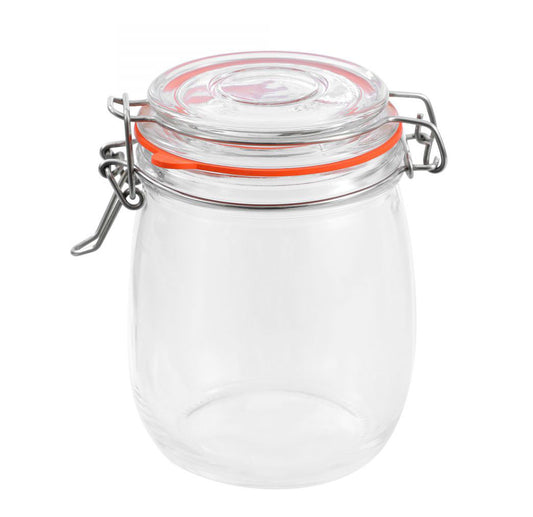 Clip Top Airtight Clear Glass Storage Spice Herb Jam Kitchen Jar 750ml