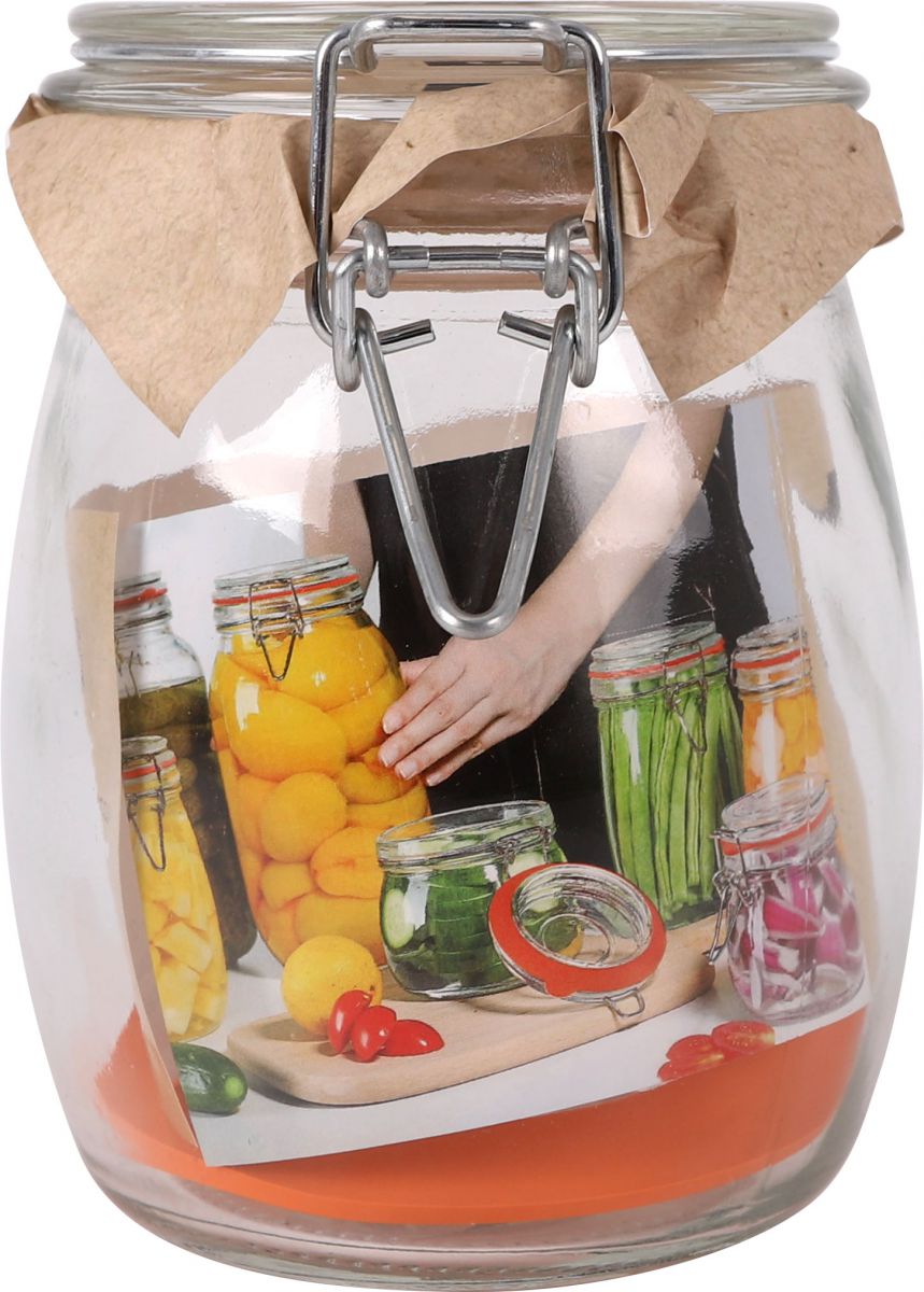 Clip Top Airtight Clear Glass Storage Spice Herb Jam Kitchen Jar 750ml