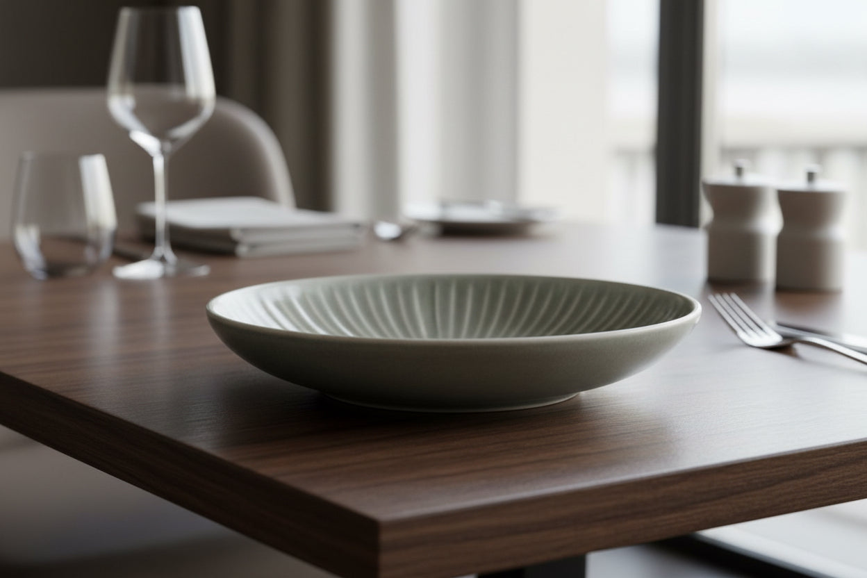 Aisa green 21x3.9cm Pasta Bowl Irregular shape Stoneware