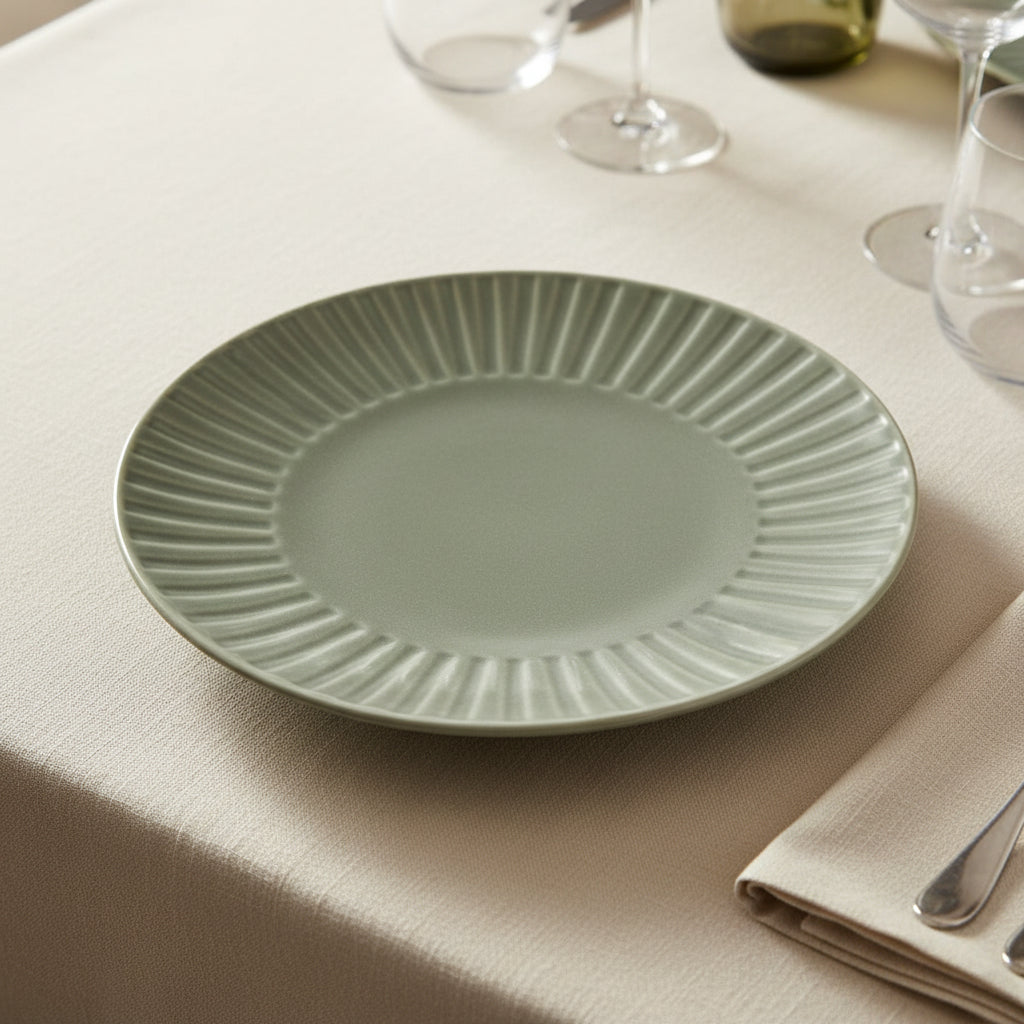Aisa green 27cm Dinner plate Irregular shape Stoneware