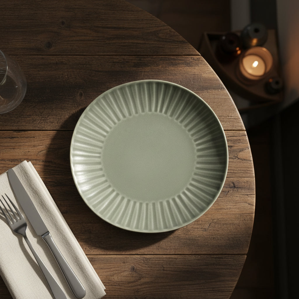 Aisa green 21.5cm Dessert Irregular shape Stoneware