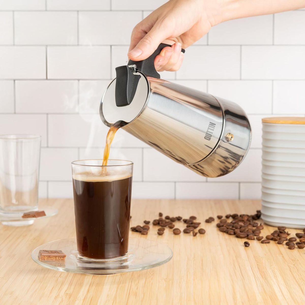 Induction Coffee maker Stainless Steel 4 cups Quttin