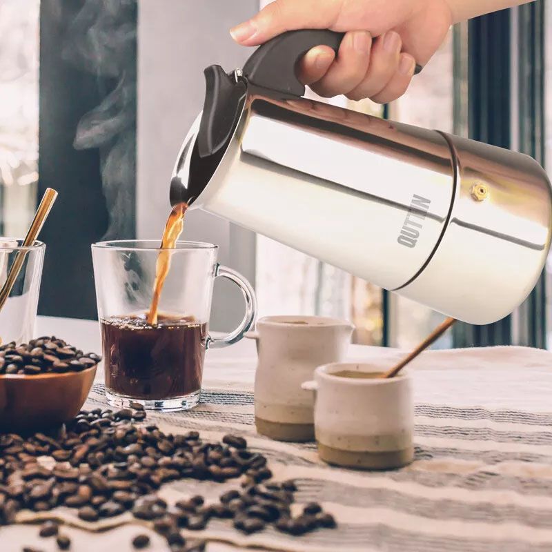 Induction Coffee maker Stainless Steel 4 cups Quttin