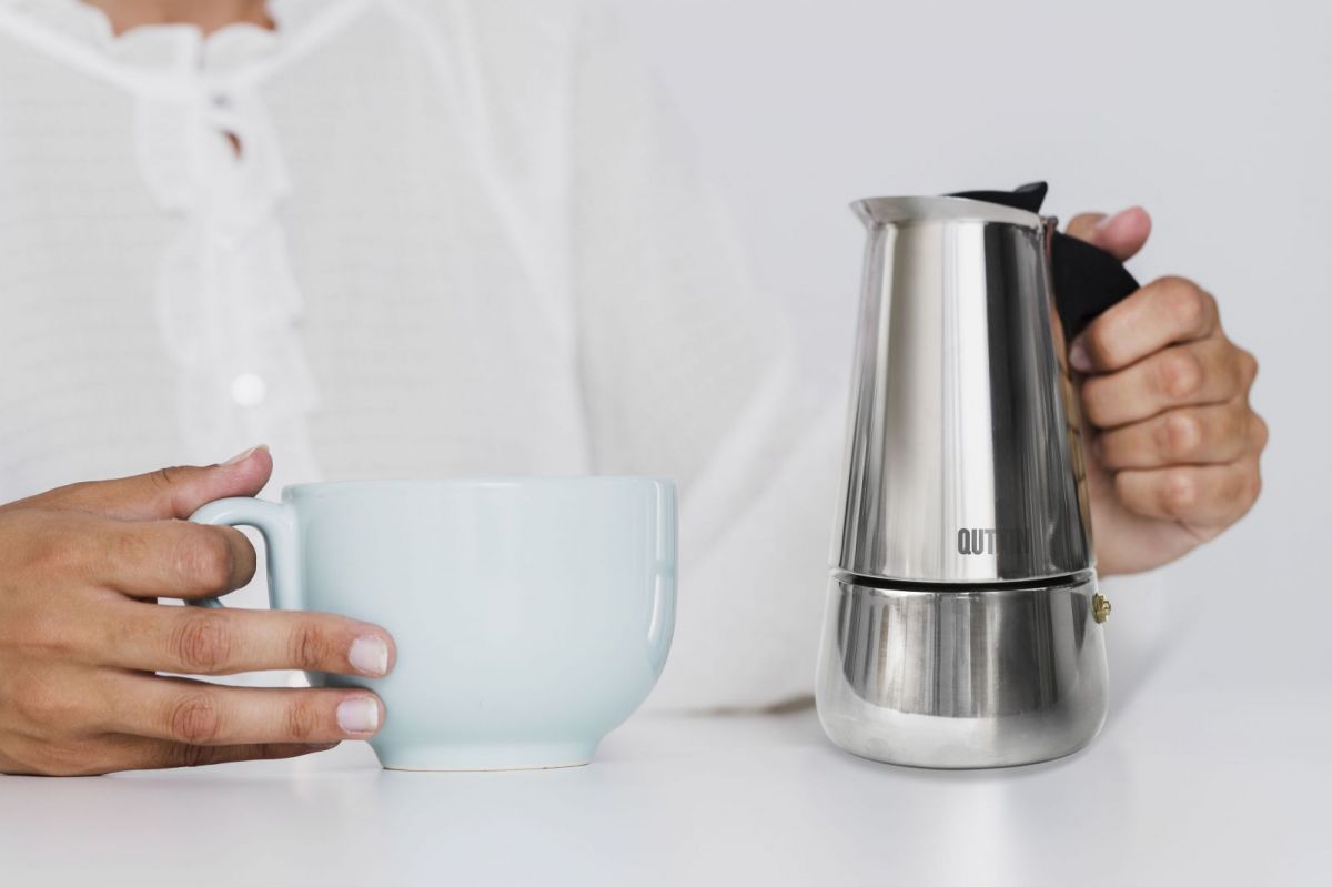 Induction Coffee maker Stainless Steel 4 cups Quttin