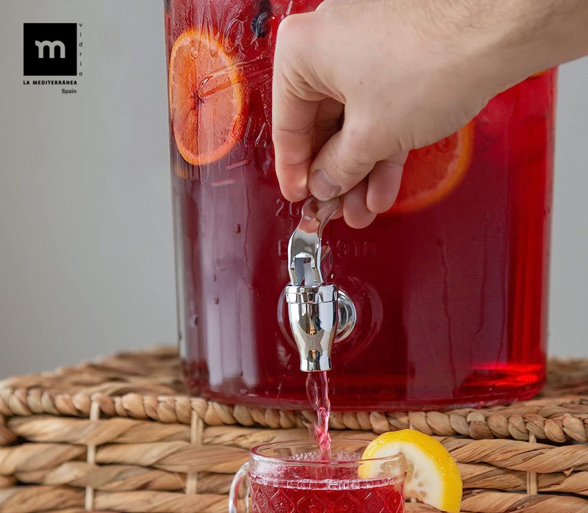 8L glass Drinks Dispenser Rustik CLIP TOP Airtight