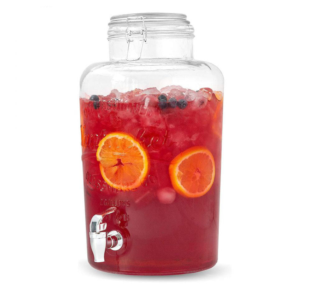 8L glass Drinks Dispenser Rustik CLIP TOP Airtight