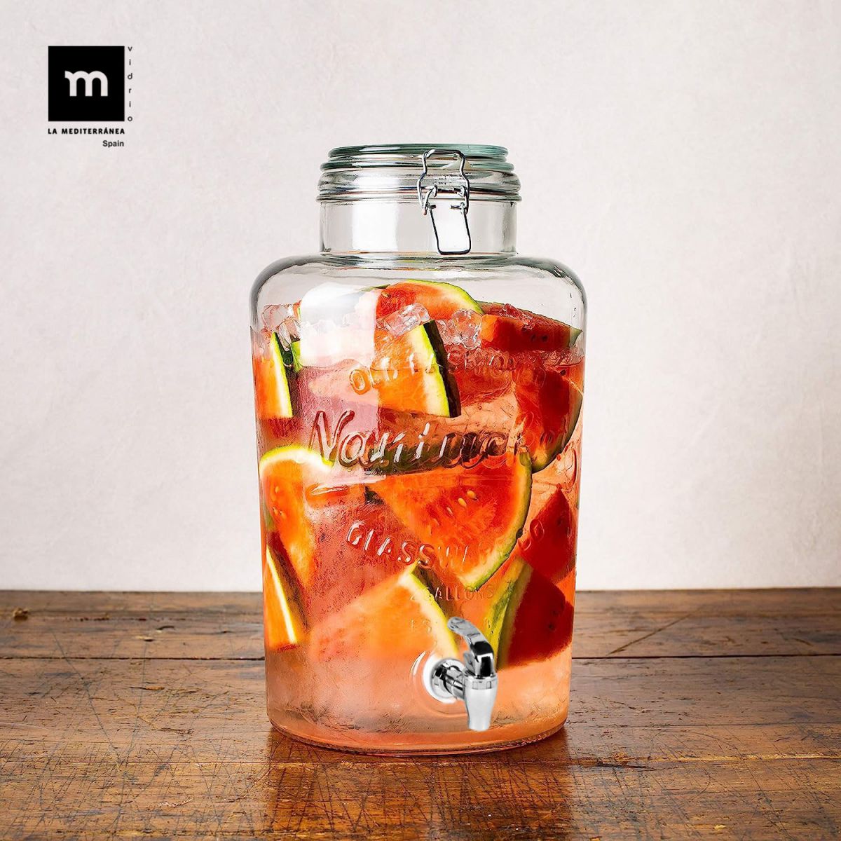 8L glass Drinks Dispenser Rustik CLIP TOP Airtight