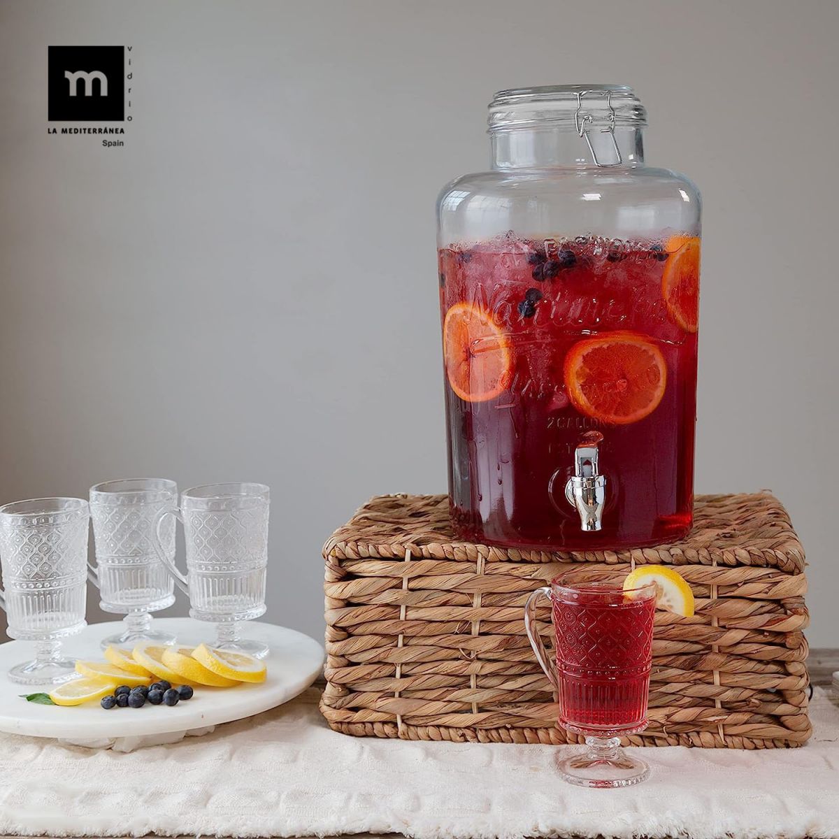 8L glass Drinks Dispenser Rustik CLIP TOP Airtight