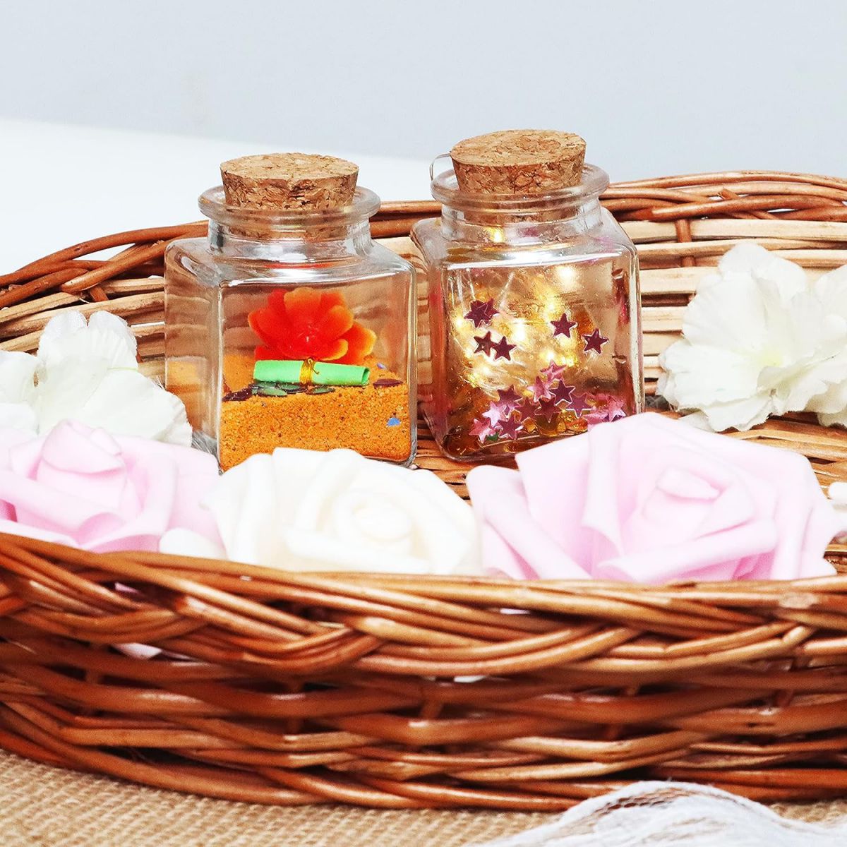 Kitchen Jar glass 50ml Square with cork