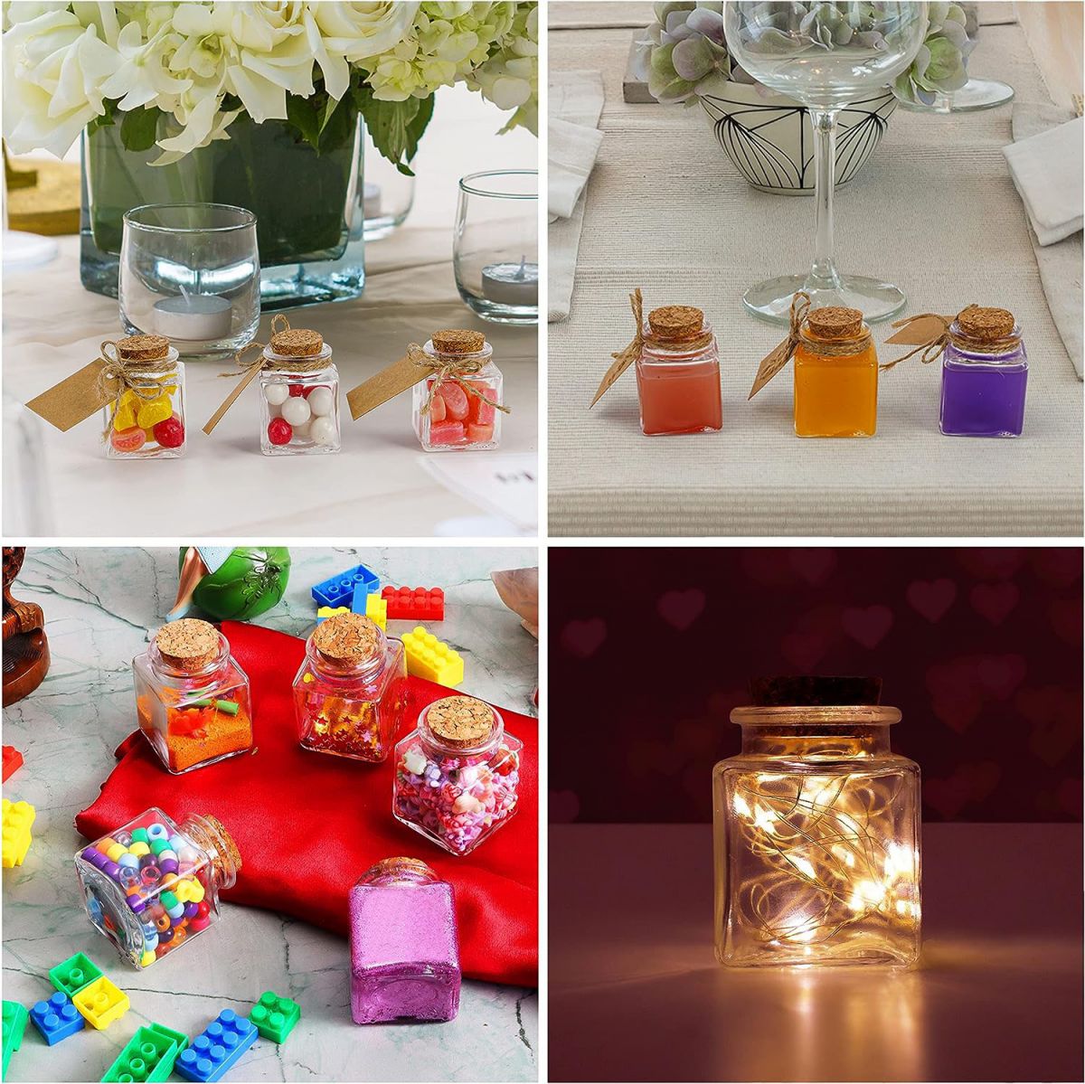 Kitchen Jar glass 50ml Square with cork