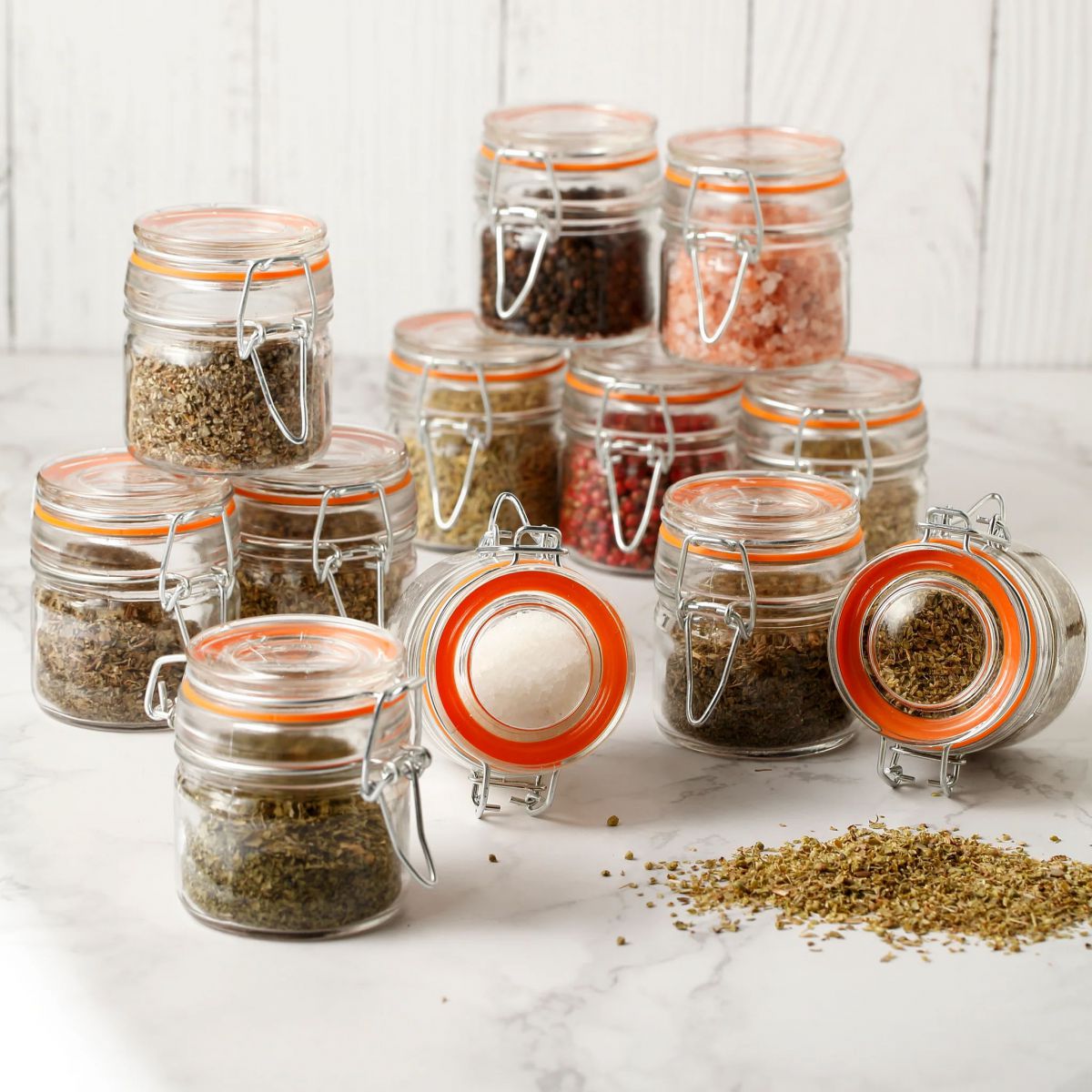 Clip Top Airtight Clear Glass Storage Spice Herb Jam Jar 100ml