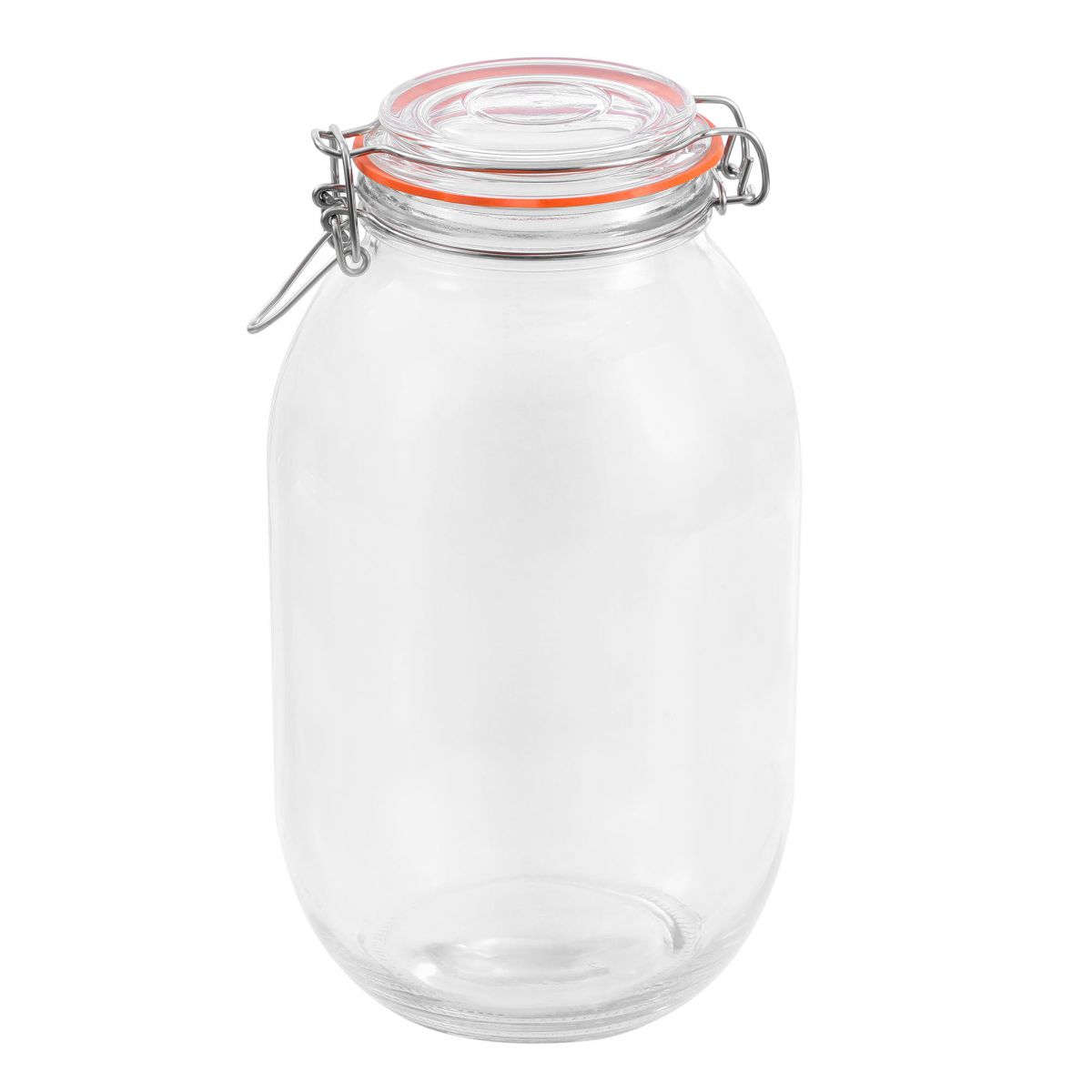 Clip Top Airtight Clear Glass Storage Spice Herb Jam Pasta Kitchen Jar 3L