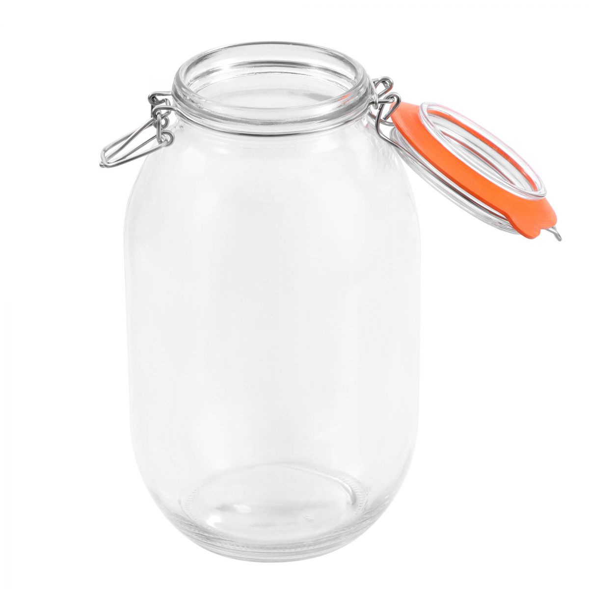 Clip Top Airtight Clear Glass Storage Spice Herb Jam Pasta Kitchen Jar 3L