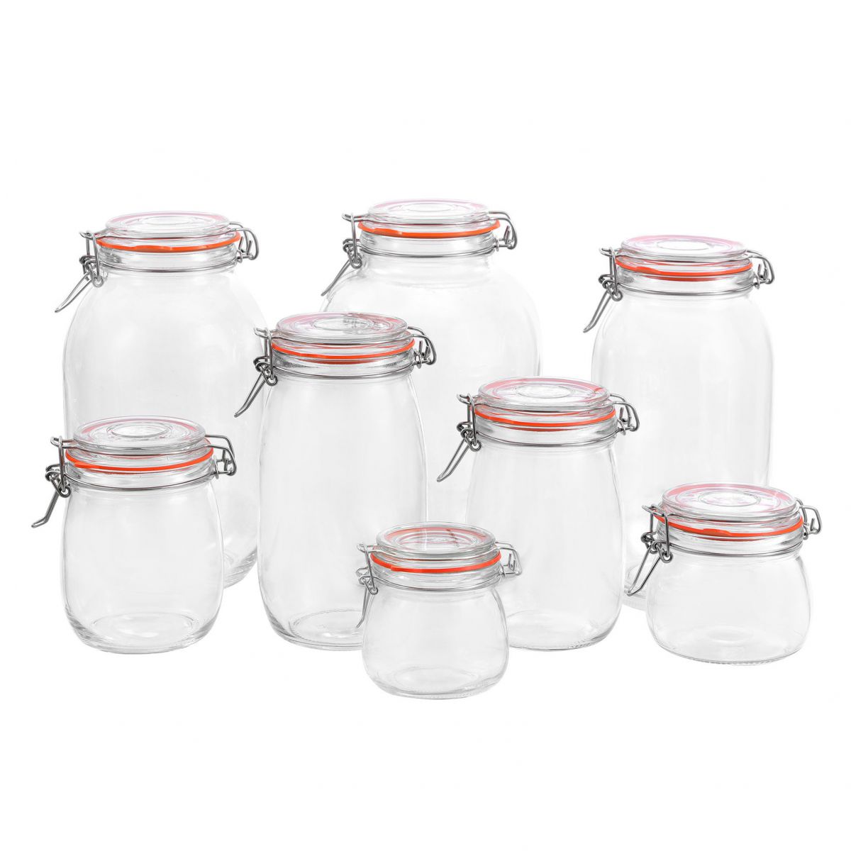Clip Top Airtight Clear Glass Storage Spice Herb Jam Kitchen Jar 1L