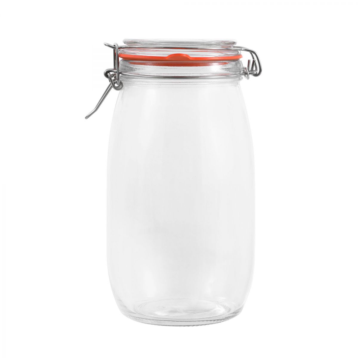 Clip Top Airtight Clear Glass Storage Spice Herb Jam Kitchen Jar 1.5L