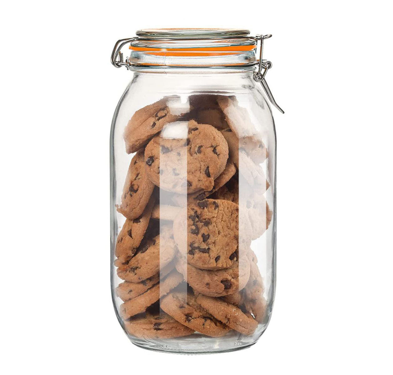 Clip Top Airtight Clear Glass Storage Spice Herb Jam Kitchen Jar 2L