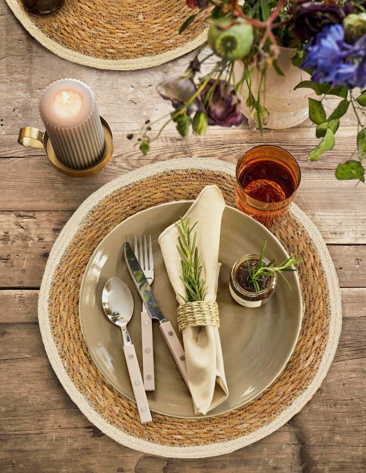 Place Mat wicker trivet round 25cm seagrass Privilege