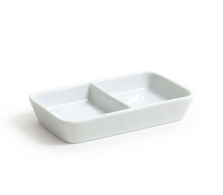 White porcelain double sauce dish