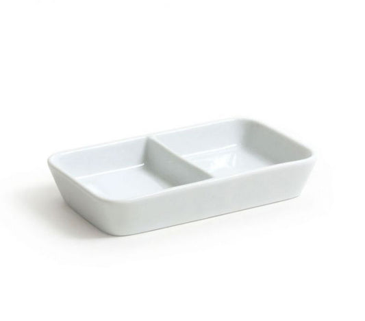 White porcelain double sauce dish