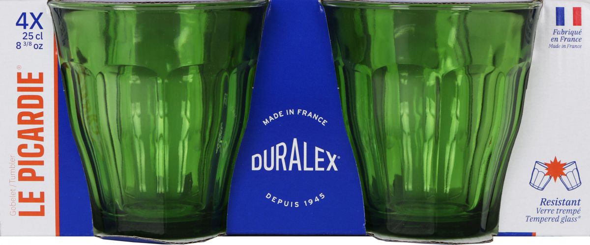 Duralex Green Picardie drinking glasses tumblers 250ml