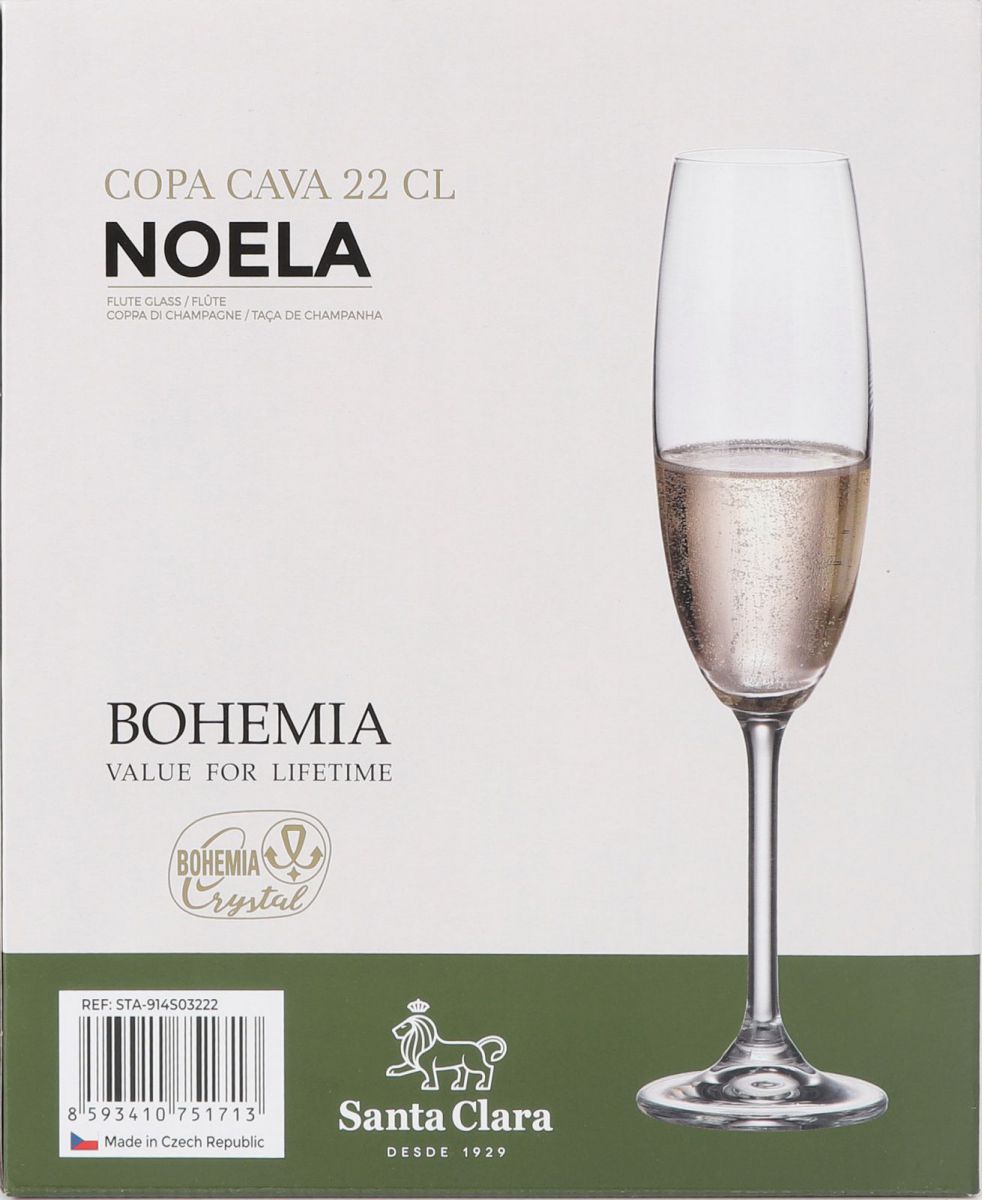 Noela Champagne Flute Bohemia Crystal 220ml prosecco cava glass