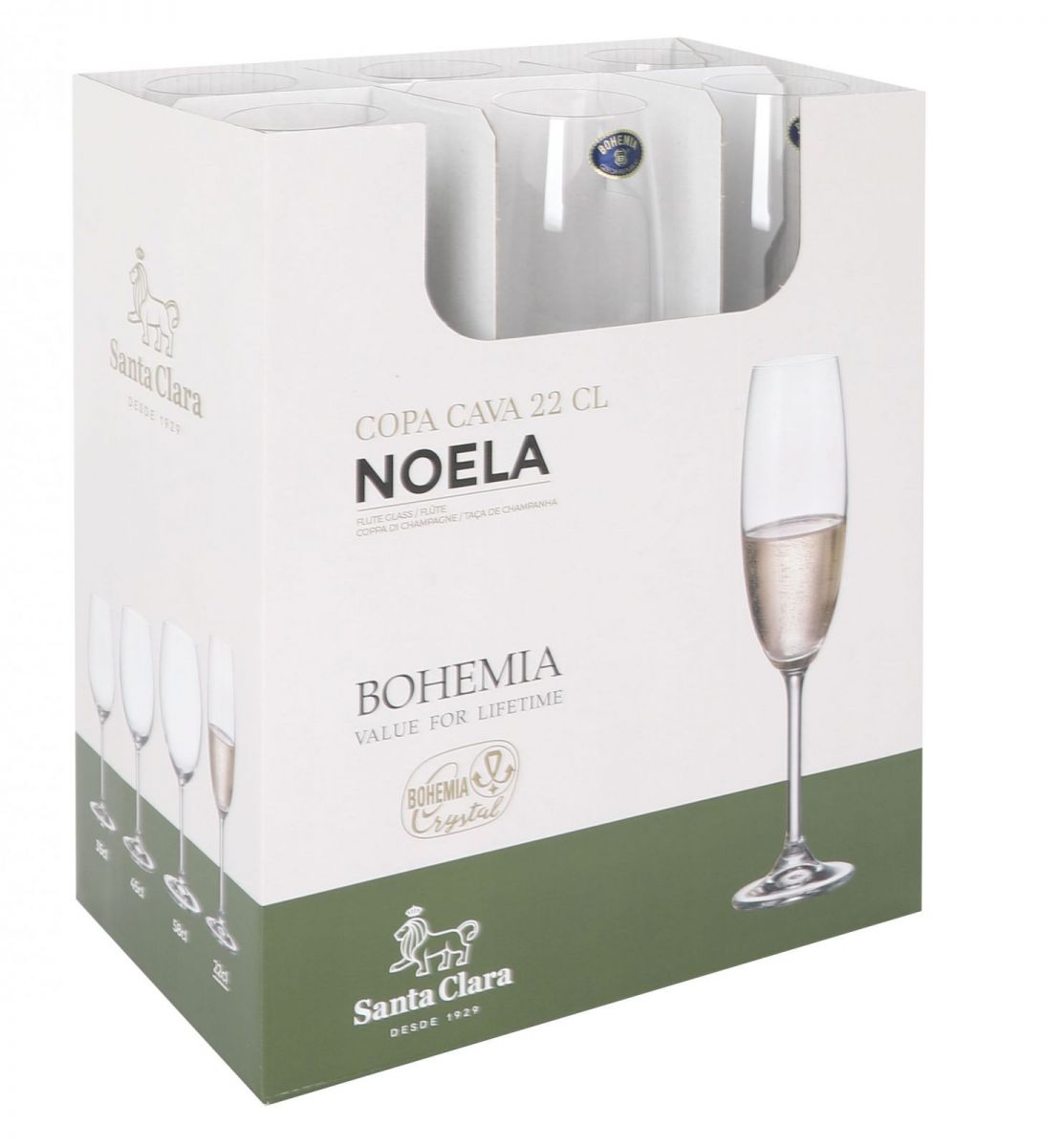 Noela Champagne Flute Bohemia Crystal 220ml prosecco cava glass