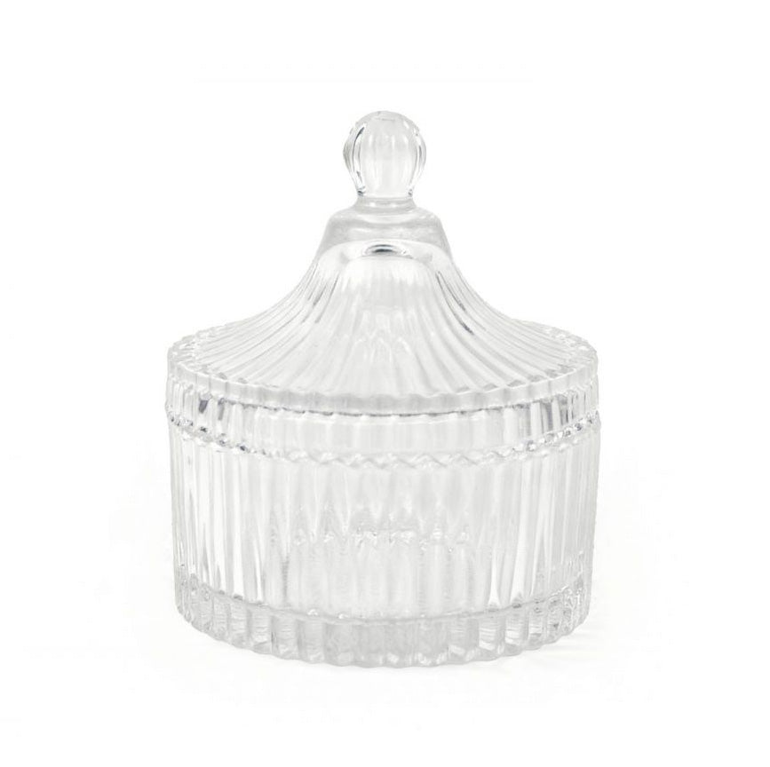 Sugar bowl 10x13cm vintage glass Stripes
