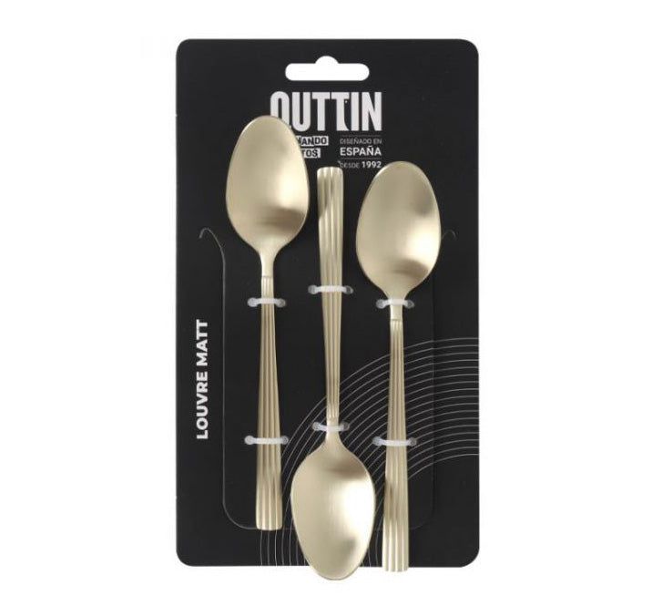 Louvre Gold Stainless Steel Cutlery Dessert Spoons 14.8cm Set of 3