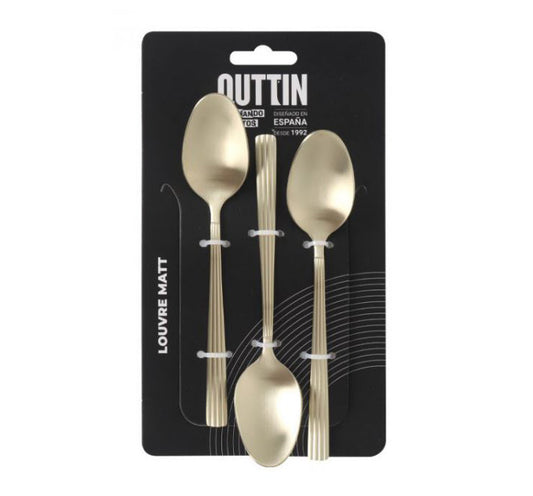 Louvre Gold Stainless Steel Cutlery Dessert Spoons 14.8cm Set of 3