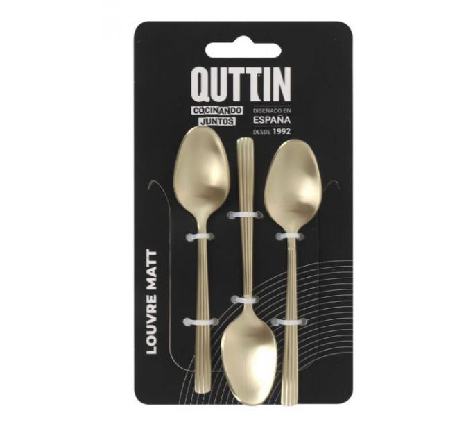 Louvre Gold Stainless Steel Cutlery Coffee tea Spoons 10.6cm Set of 3