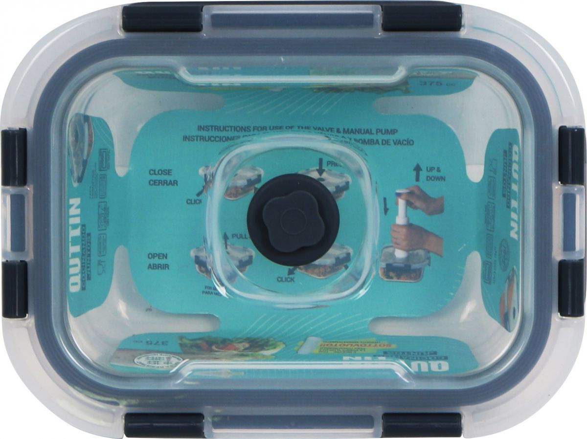 Air vacuum 375ml rectangular food containers kitchen storage pump QUTTIN