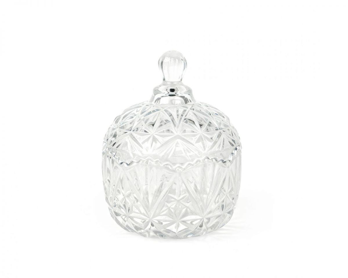 Sugar bowl 10x13cm vintage glass Round