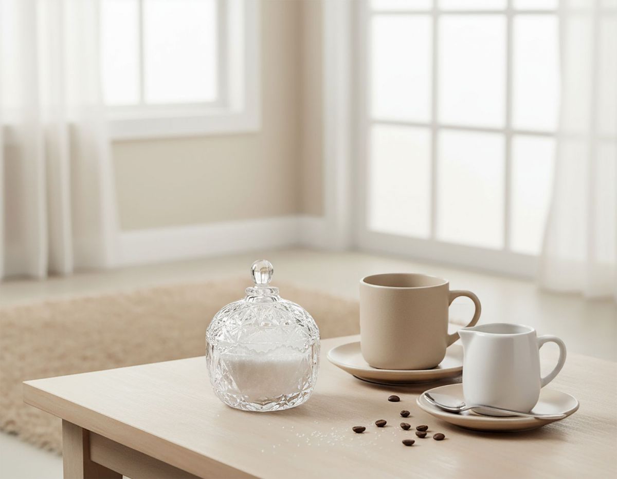Sugar bowl 10x13cm vintage glass Round
