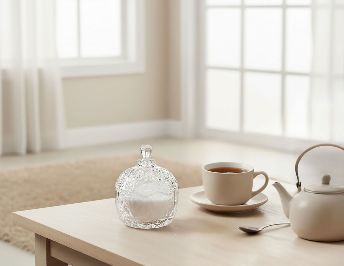 Sugar bowl 10x13cm vintage glass Round