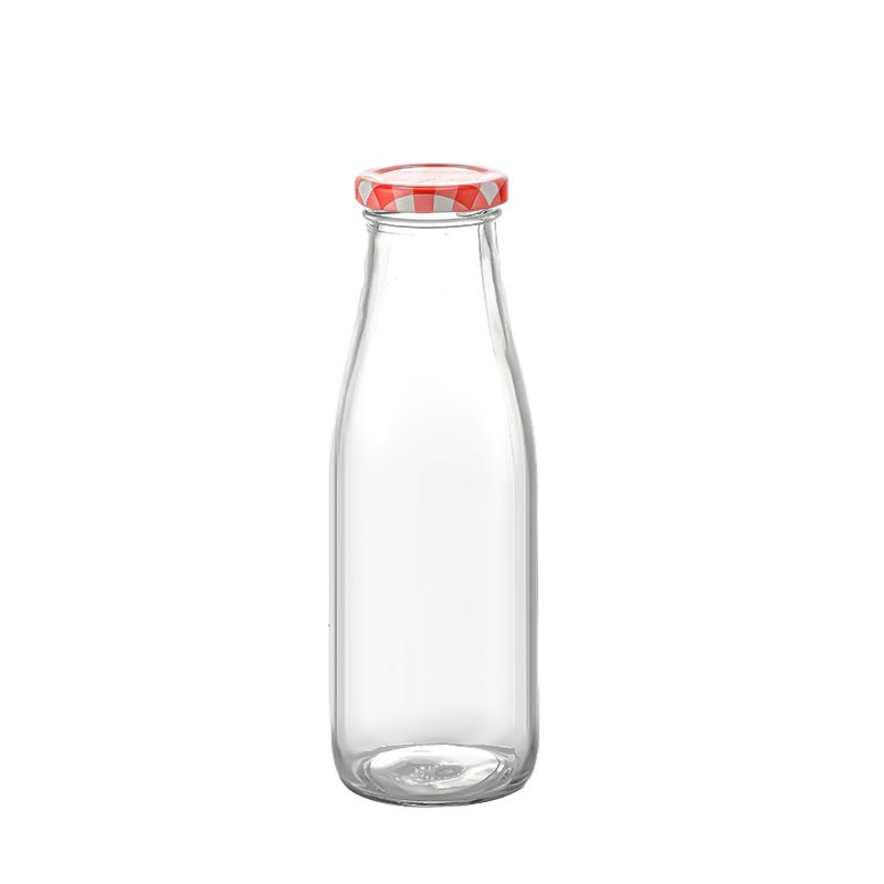 500ml Glass bottle Red screw lid Milk Juice water 9x25.5cm MIA