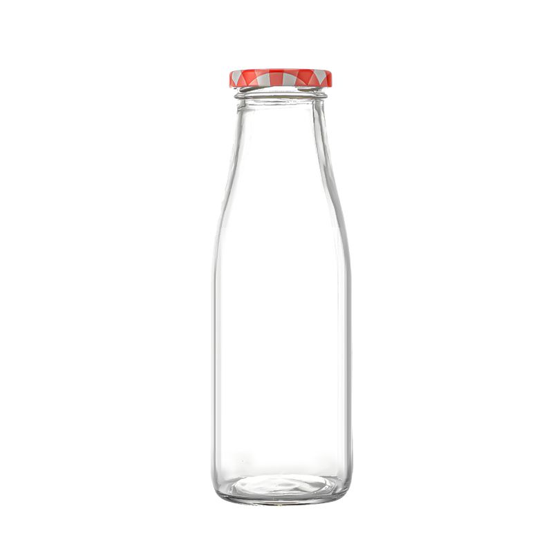 500ml Glass bottle Red screw lid Milk Juice water 9x25.5cm MIA