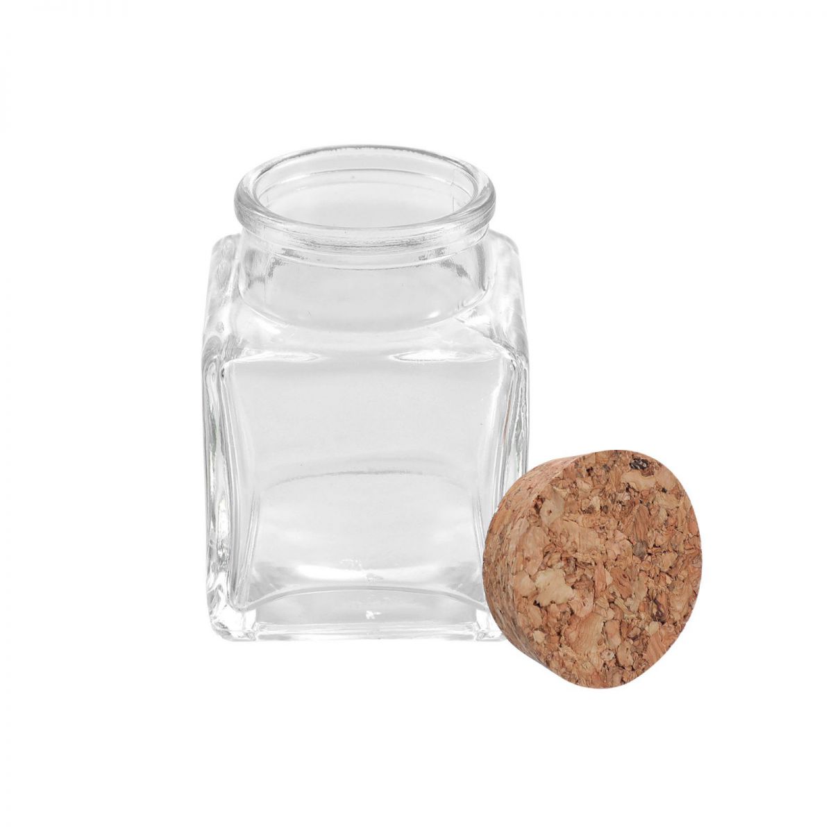 Kitchen Jar glass 80ml Square with cork