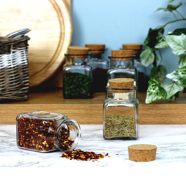 Kitchen Jar glass 80ml Square with cork